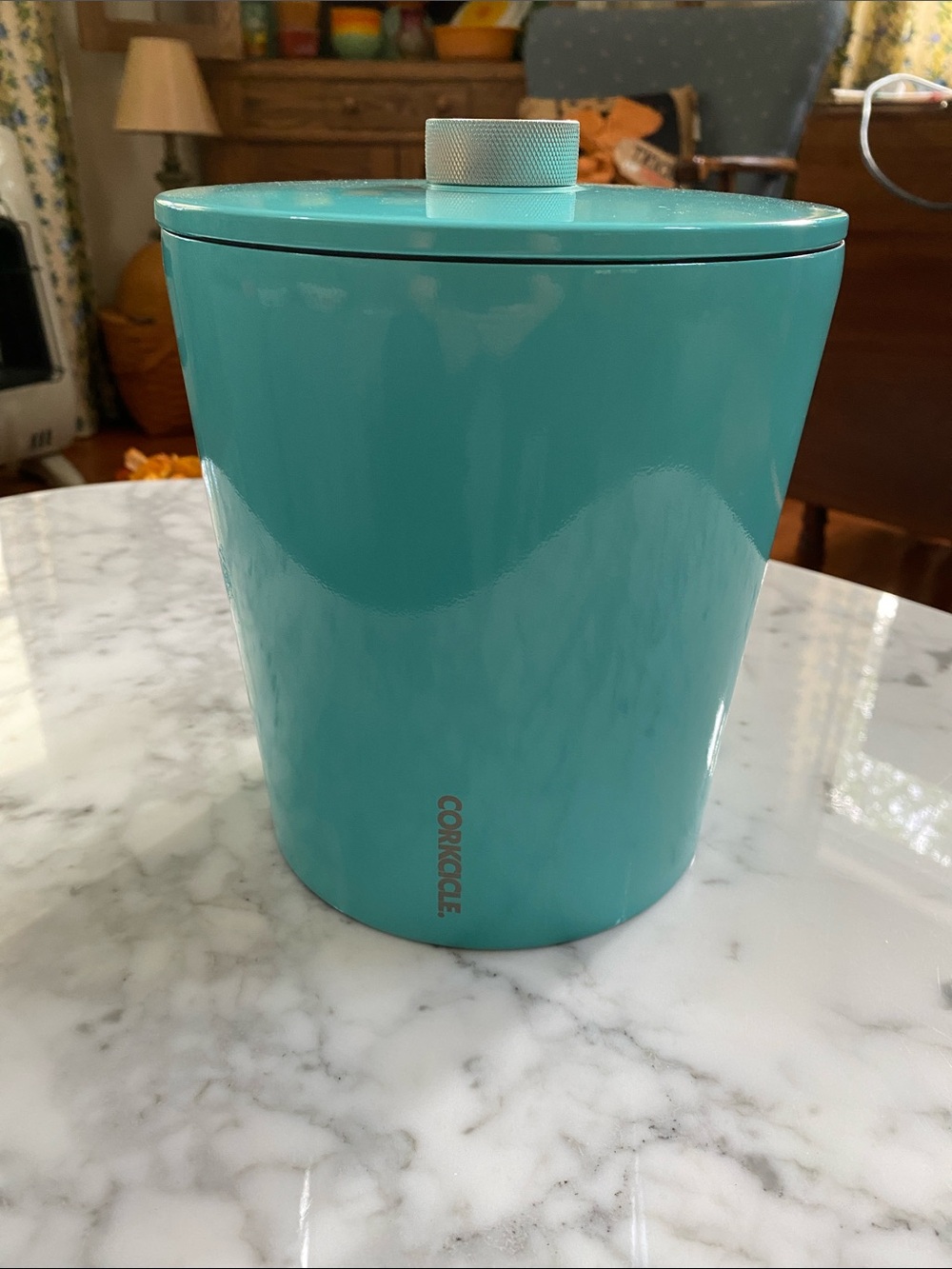 Corkcicle Turquoise Insulated Ice Bucket Storage Canister with Lid